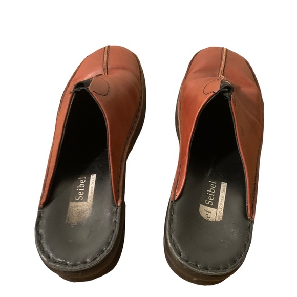 Josef Seibel brown leather platform slip on orthodic shoes women's size 9 mules - Picture 4 of 7